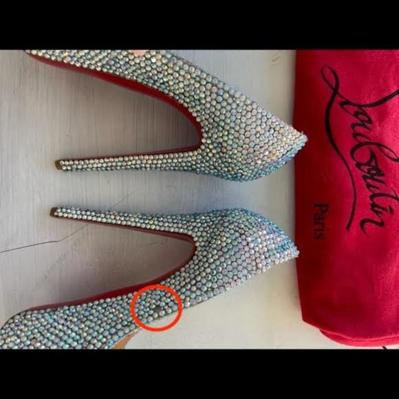 Christian Louboutin Lady Peep Toe Platform Pumps Custom Embellished Heels - Picture 12 of 13